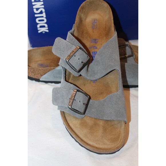 BIRKENSTOCK MEN\'S ARIZONA BS LEATHER SANDALS GRAY NEW US 10 EU 43 REGULAR